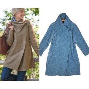 LL Bean Bellandi Womens Wool Coat Jacket Teal Blue Size XL Peacoat Button Italy